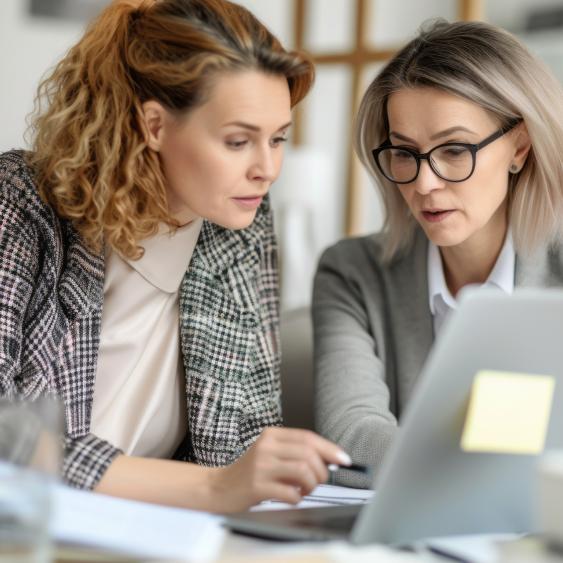 Women working on a laptop